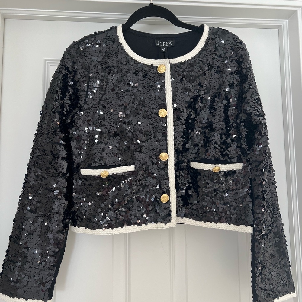 J. Crew Black Mariner Jersey Lady Jacket with Sequins NWT